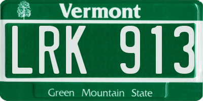 VT license plate LRK913
