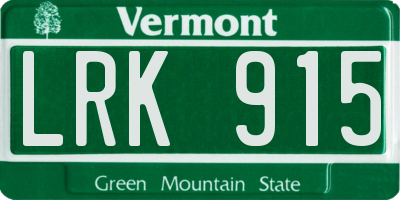VT license plate LRK915