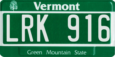 VT license plate LRK916