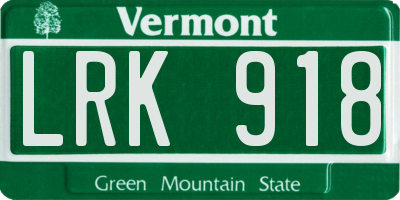 VT license plate LRK918