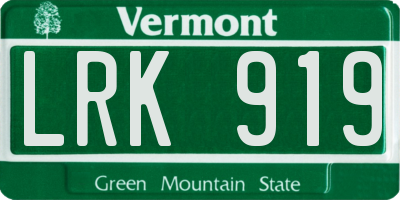 VT license plate LRK919