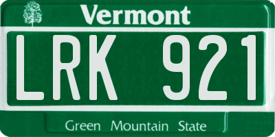 VT license plate LRK921