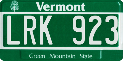 VT license plate LRK923