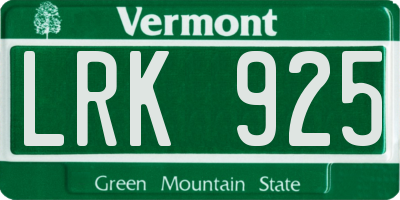 VT license plate LRK925