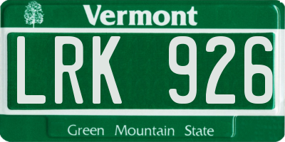 VT license plate LRK926