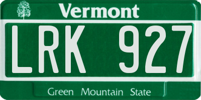VT license plate LRK927