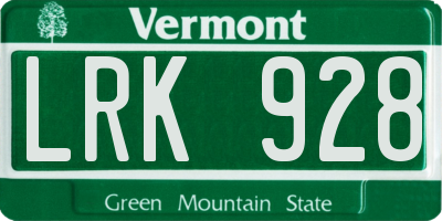 VT license plate LRK928