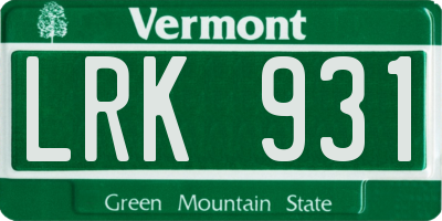 VT license plate LRK931