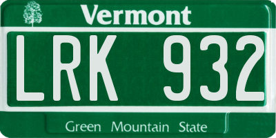 VT license plate LRK932