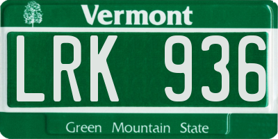 VT license plate LRK936