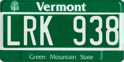 VT license plate LRK938