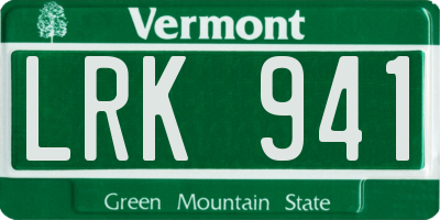 VT license plate LRK941