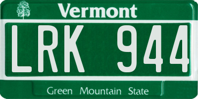 VT license plate LRK944