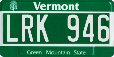 VT license plate LRK946