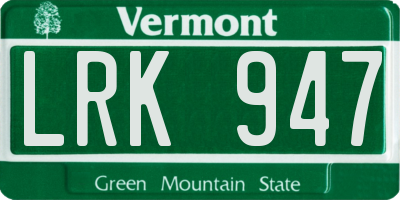 VT license plate LRK947