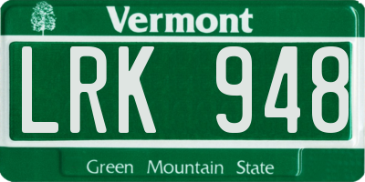 VT license plate LRK948