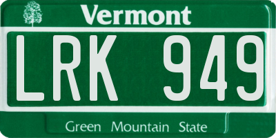 VT license plate LRK949