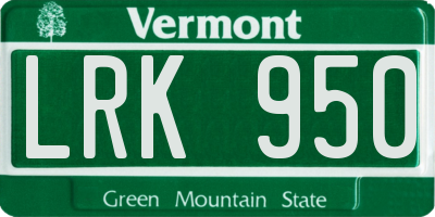 VT license plate LRK950