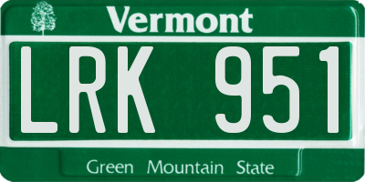 VT license plate LRK951