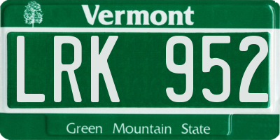 VT license plate LRK952