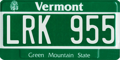 VT license plate LRK955