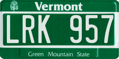 VT license plate LRK957
