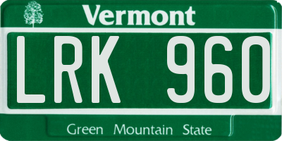VT license plate LRK960