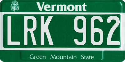 VT license plate LRK962