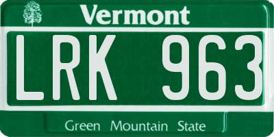 VT license plate LRK963