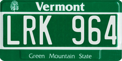 VT license plate LRK964