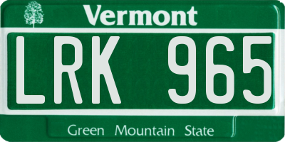 VT license plate LRK965