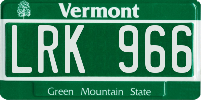 VT license plate LRK966