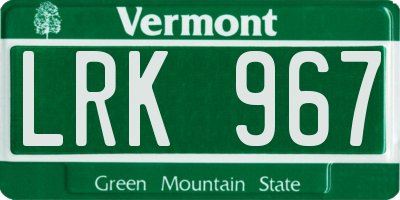 VT license plate LRK967
