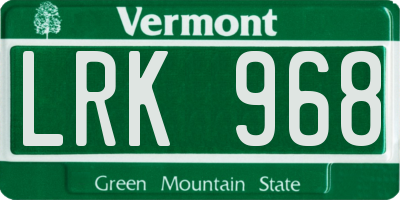 VT license plate LRK968