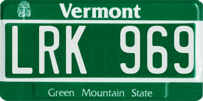 VT license plate LRK969