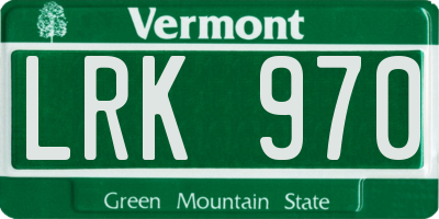 VT license plate LRK970