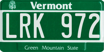 VT license plate LRK972