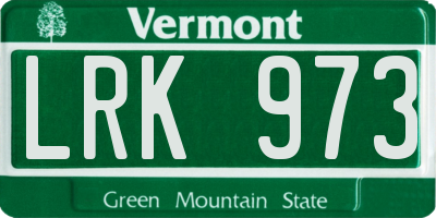 VT license plate LRK973