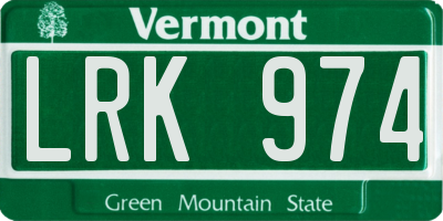 VT license plate LRK974