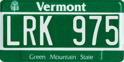 VT license plate LRK975