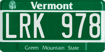 VT license plate LRK978