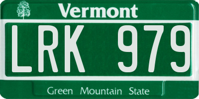 VT license plate LRK979