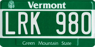 VT license plate LRK980