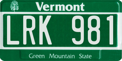 VT license plate LRK981