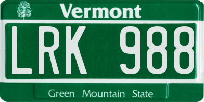 VT license plate LRK988