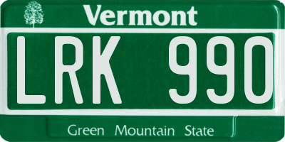 VT license plate LRK990