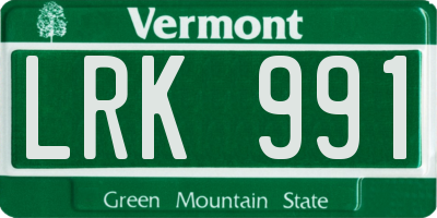 VT license plate LRK991