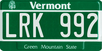 VT license plate LRK992