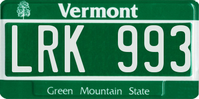 VT license plate LRK993