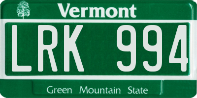 VT license plate LRK994